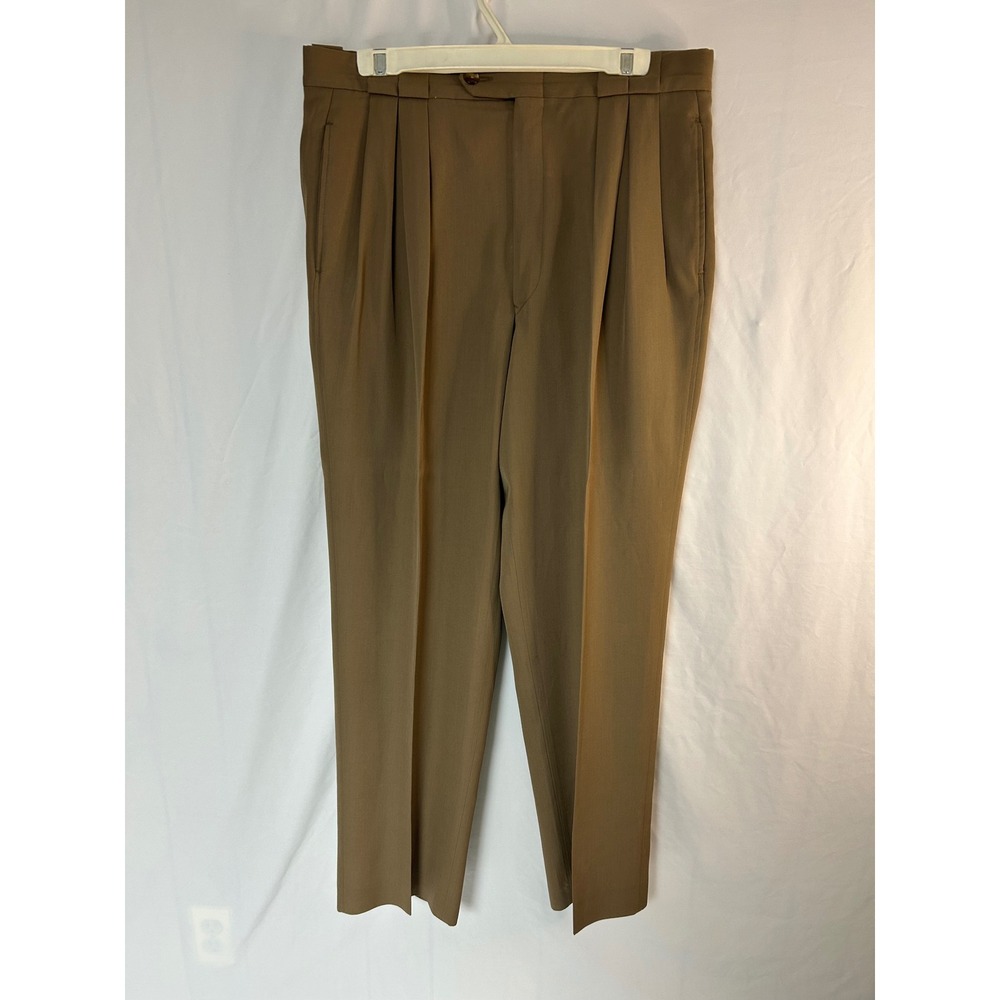Vintage Bachrach Mens Brown Pleated Wool Dress Pants Made in USA Trousers 34x32 - Picture 10 of 16